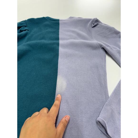 Busayo Dress Women Medium Purple‎ Blue Ribbed Sweater Knit Midi Button Wool - Picture 13 of 13